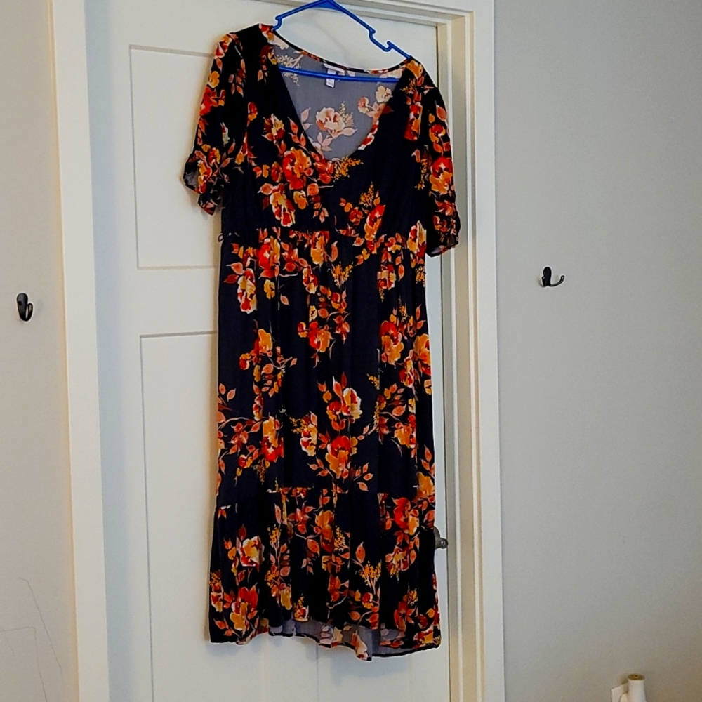 Maternity Dress XXL blue orange yellow knee length